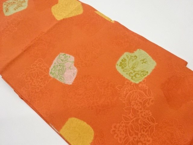 リサイクル　絞り変わり色紙に草花模様名古屋帯